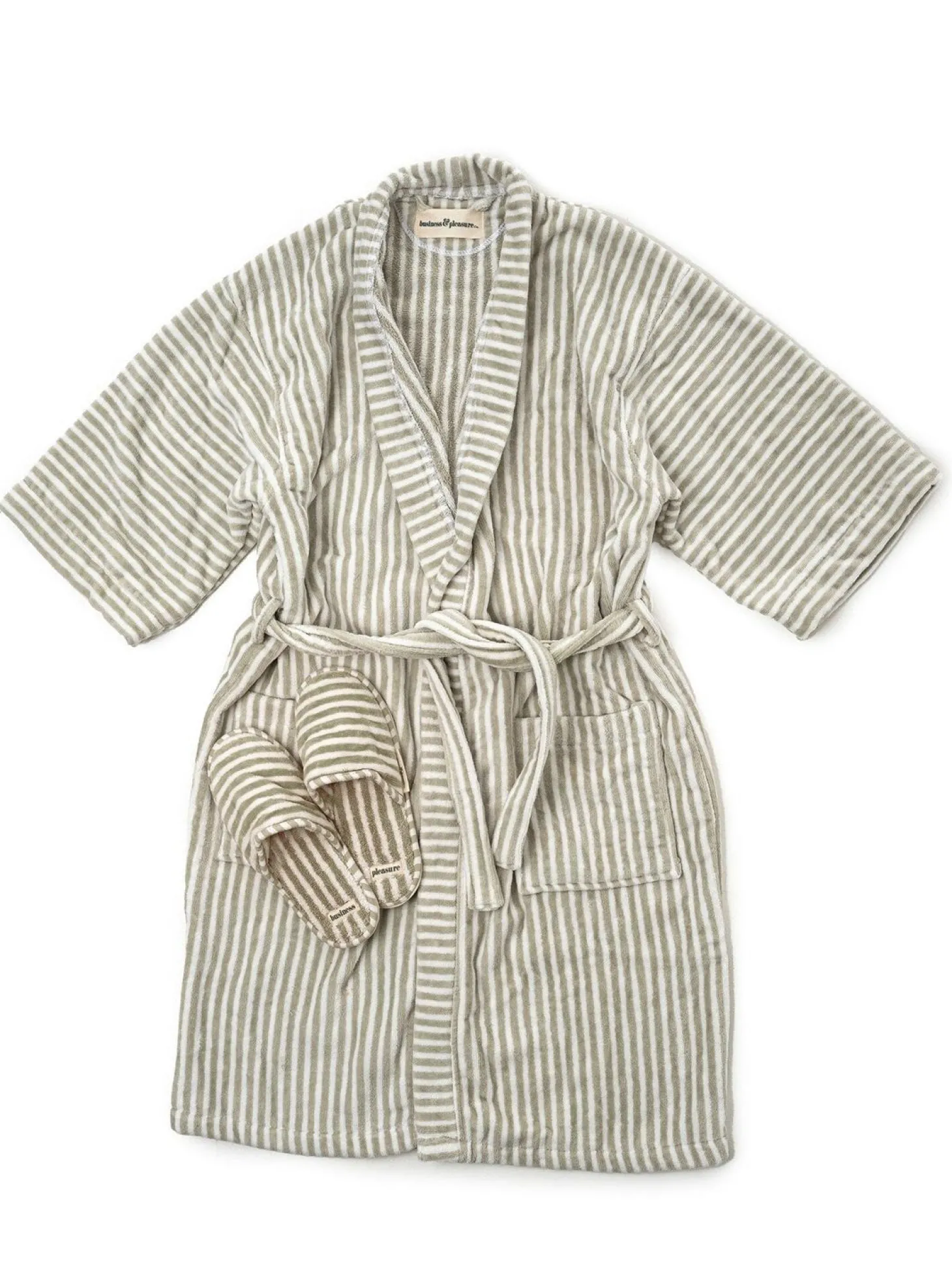 Robe & Slipper Set - Lauren'S Sage Stripe