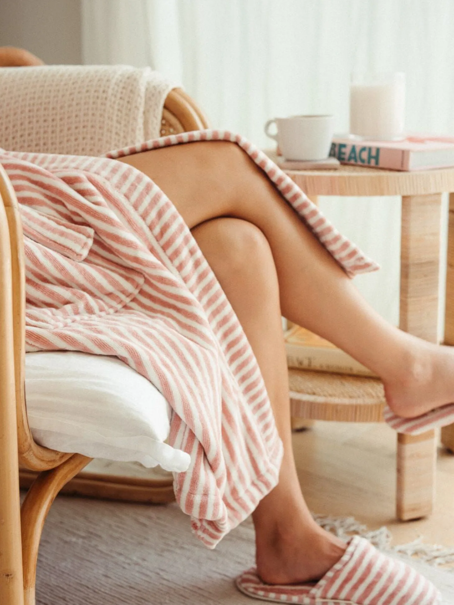 Robe & Slipper Set - Lauren'S Pink Stripe