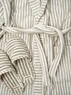 Robe & Slipper Set - Lauren'S Sage Stripe