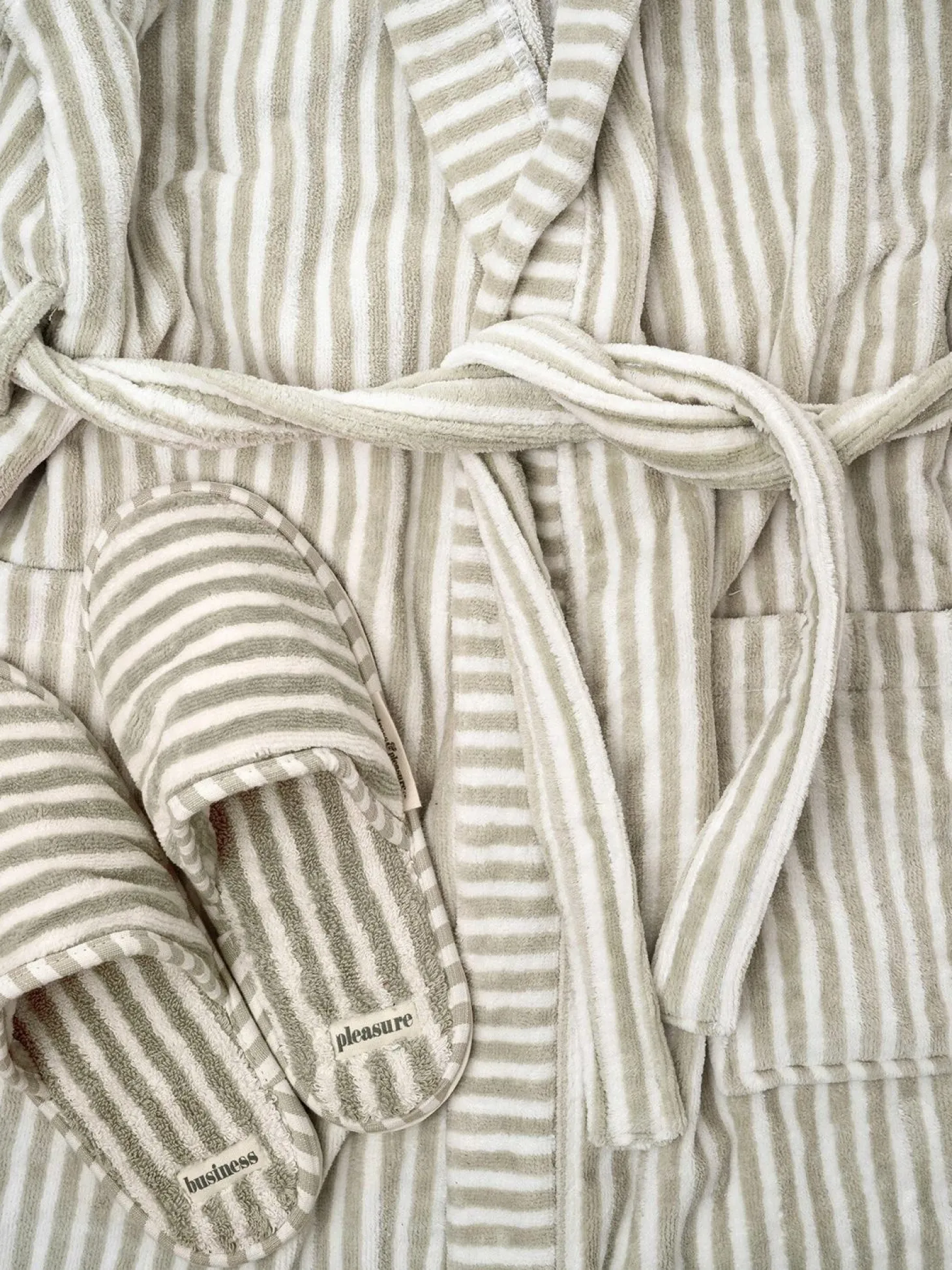 Robe & Slipper Set - Lauren'S Sage Stripe