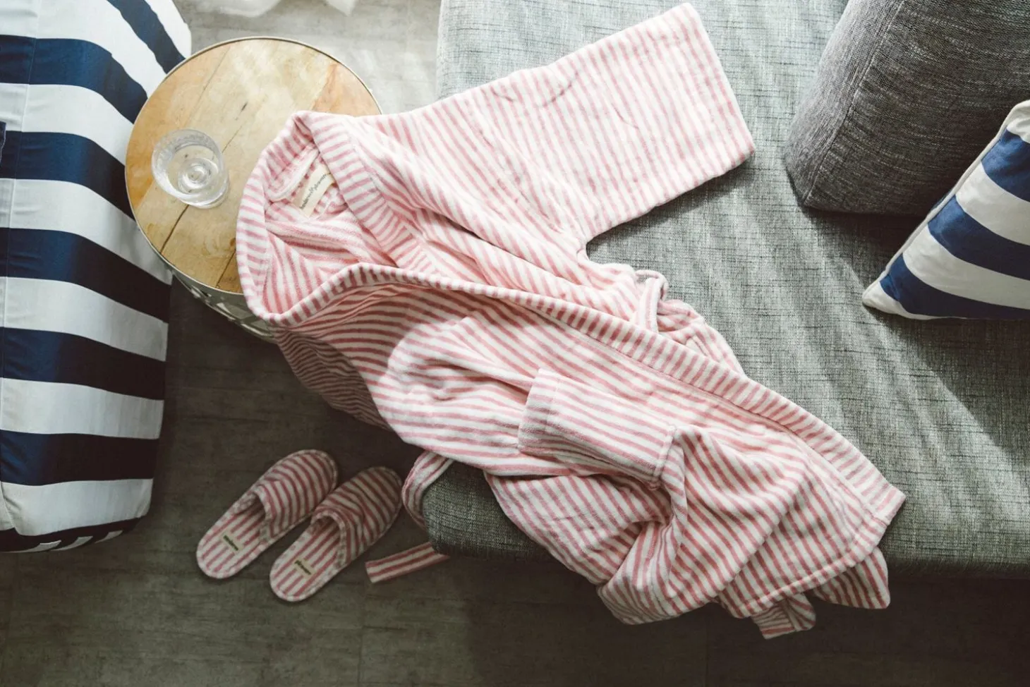 Robe & Slipper Set - Lauren'S Pink Stripe