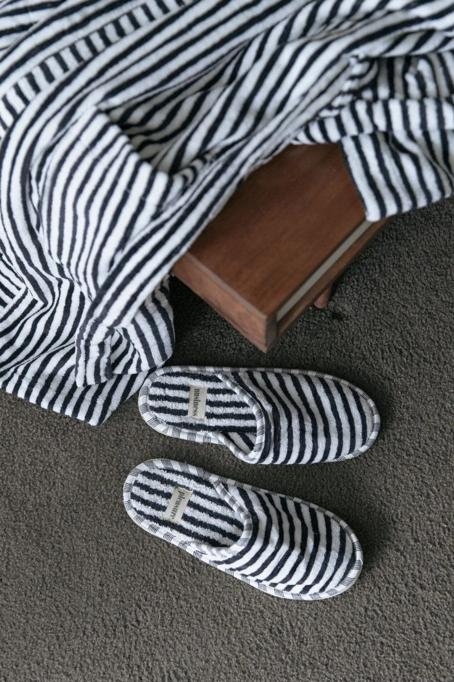 Robe & Slipper Set - Lauren'S Navy Stripe