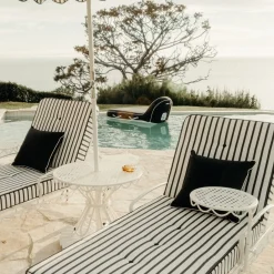 The Al Fresco Sun Lounger Cushion - Monaco Black Stripe