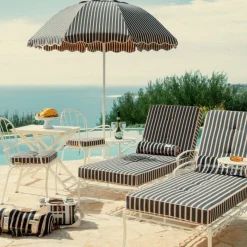 The Al Fresco Sun Lounger Cushion - Monaco Navy And Pink Stripe