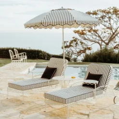 The Al Fresco Sun Lounger Cushion - Monaco Black Stripe