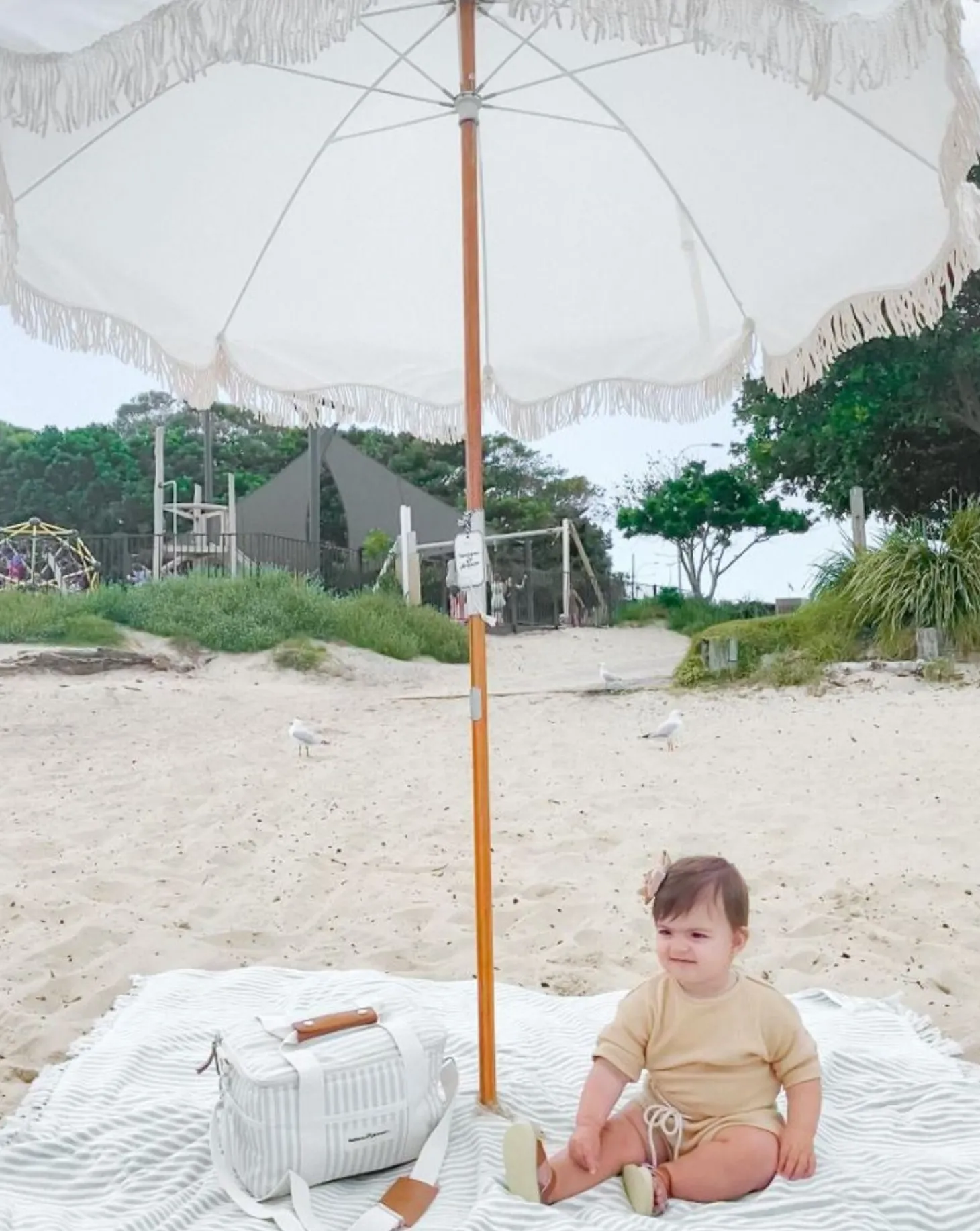 The Beach Blanket - Lauren'S Sage Stripe