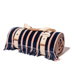 The Beach Blanket - Monaco Navy And Pink Stripe
