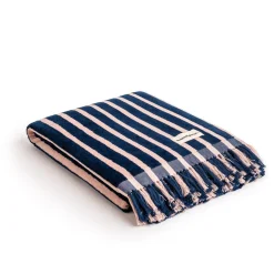 The Beach Towel - Monaco Navy And Pink Stripe