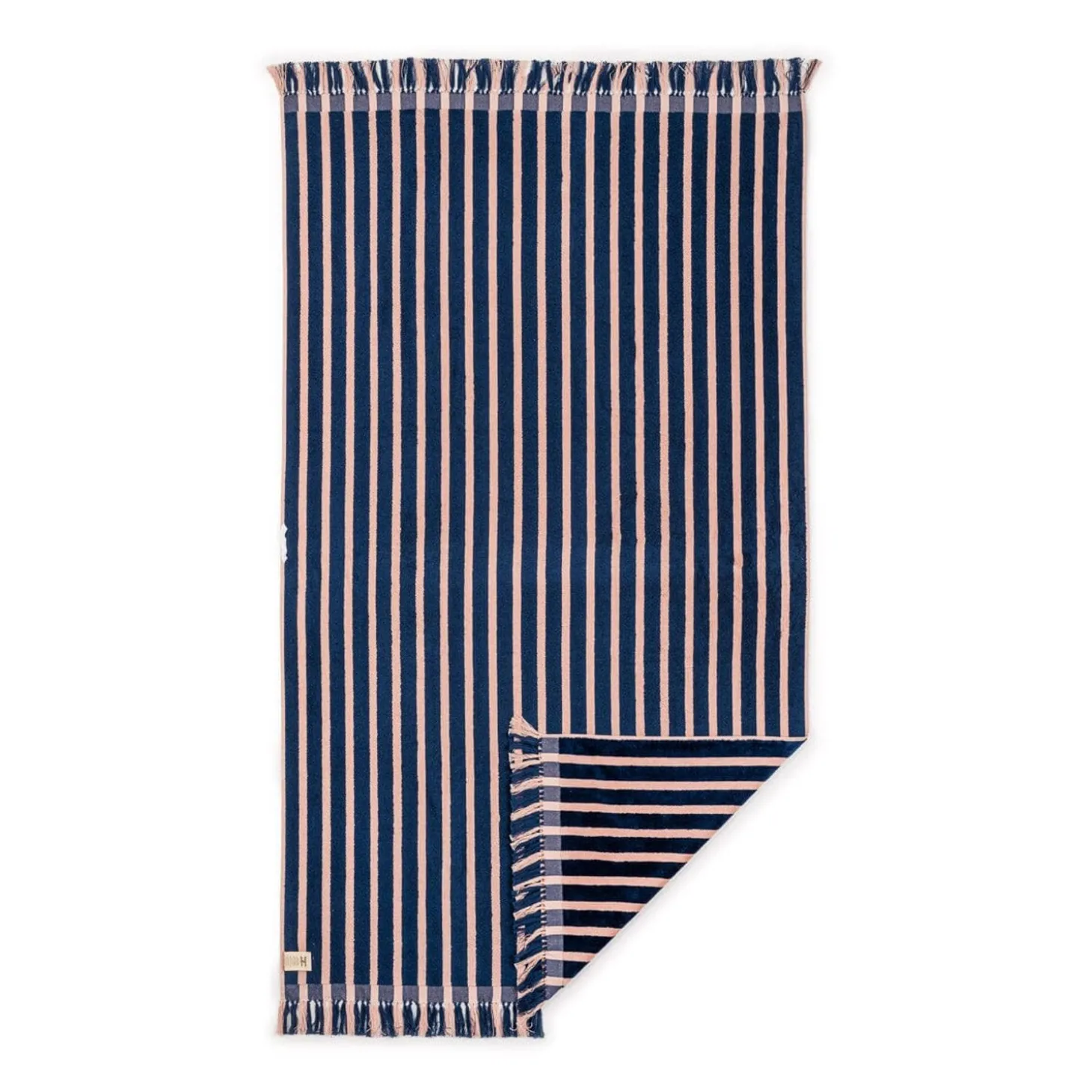 The Beach Towel - Monaco Navy And Pink Stripe