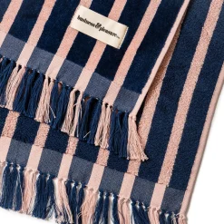The Beach Towel - Monaco Navy And Pink Stripe