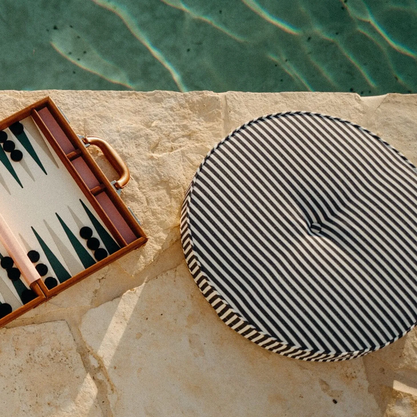 The Circular Pillow - Laurens Navy Stripe