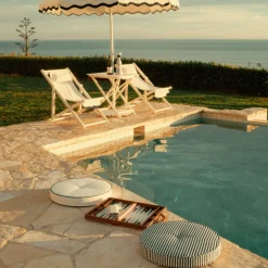 The Circular Pillow - Laurens Navy Stripe