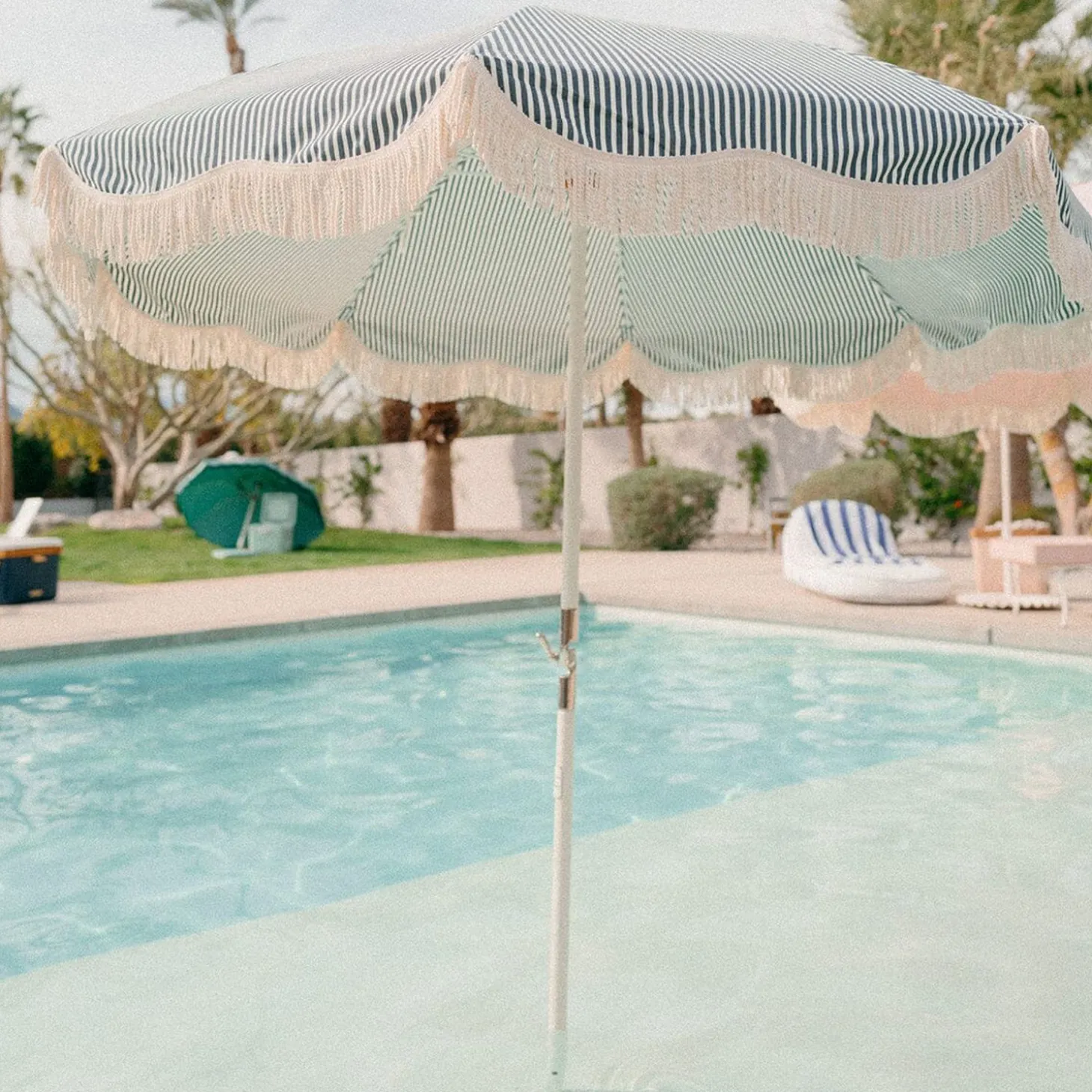 The Club Umbrella - Lauren'S Navy Stripe