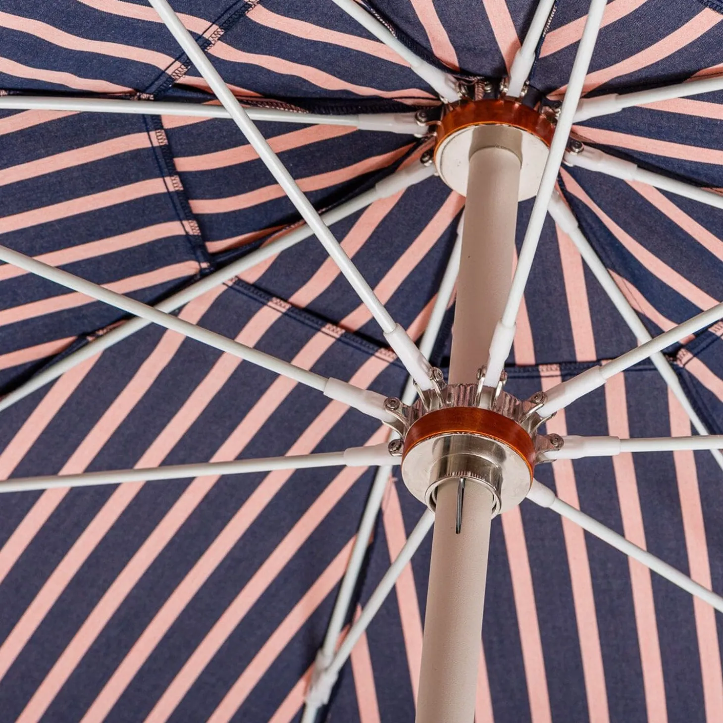 The Club Umbrella - Monaco Navy And Pink Stripe