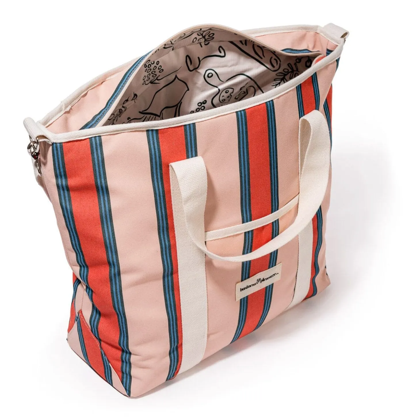 The Cooler Tote Bag - Bistro Dusty Pink Stripe