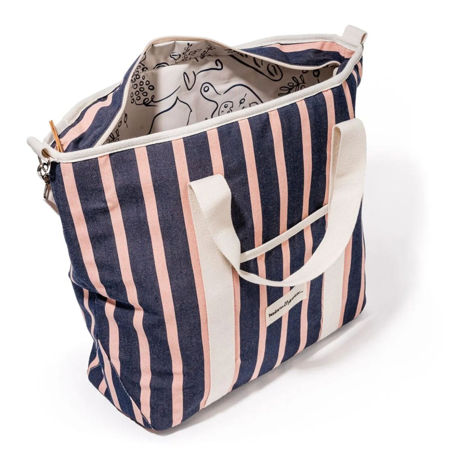 The Cooler Tote Bag - Monaco Navy And Pink Stripe