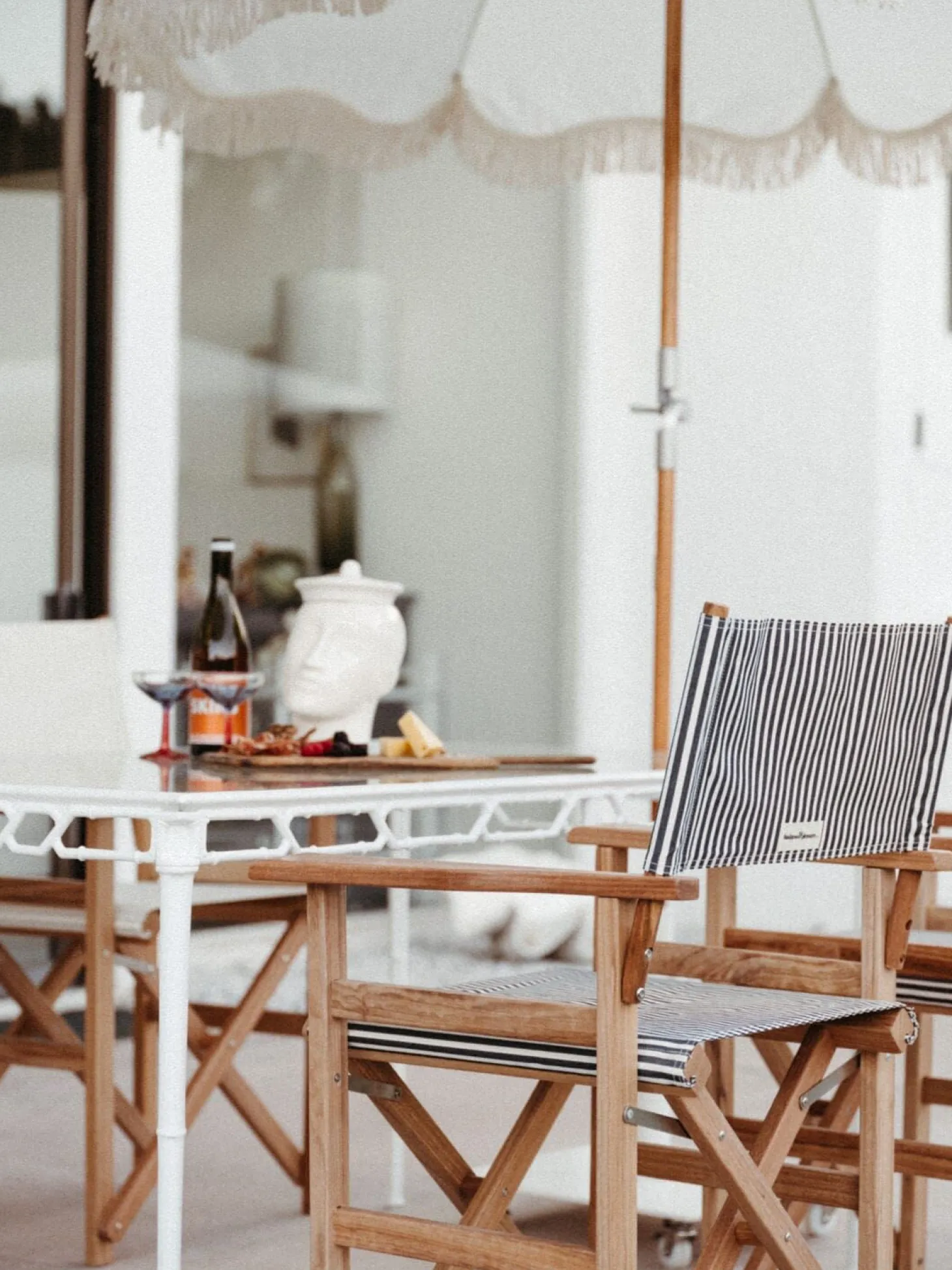 The Directors Chair - Table Height - Lauren'S Navy Stripe