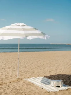 The Family Beach Umbrella - Sage Capri Stripe
