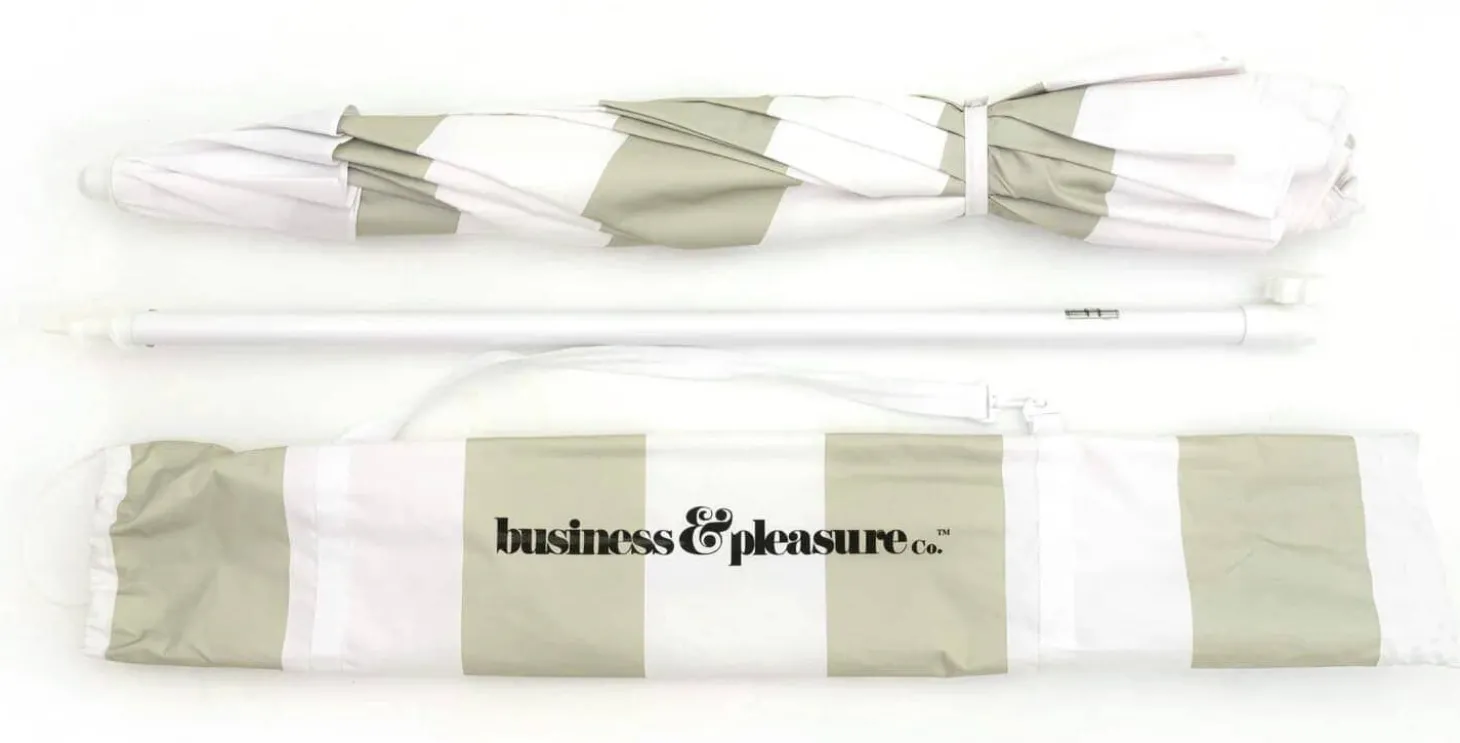 The Family Beach Umbrella - Sage Capri Stripe