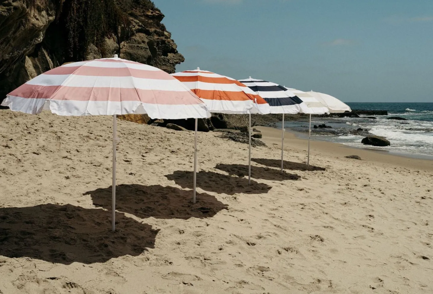 The Family Beach Umbrella - Sage Capri Stripe