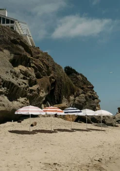 The Family Beach Umbrella - Sage Capri Stripe