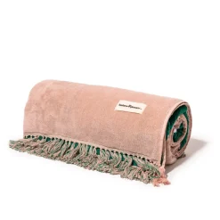 The Holiday Beach Blanket - Ocean Green And Pink Stripe