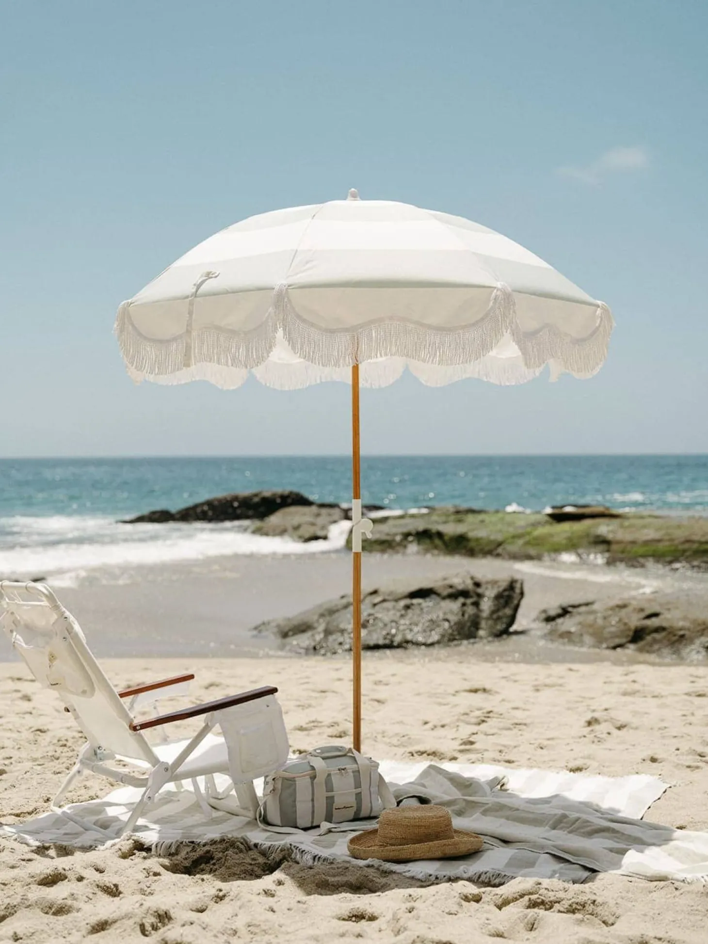 The Holiday Beach Blanket - Sage Capri Stripe