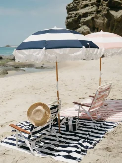 The Holiday Beach Blanket - Navy Capri Stripe