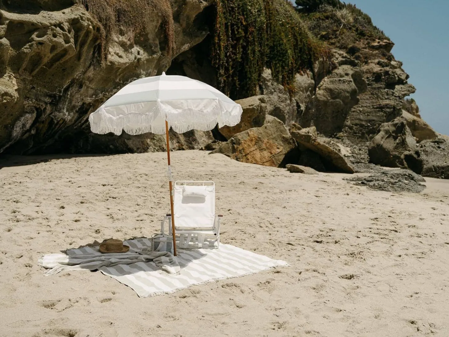 The Holiday Beach Blanket - Sage Capri Stripe