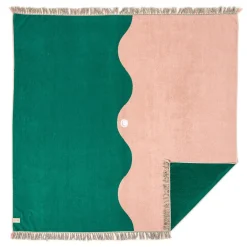 The Holiday Beach Blanket - Ocean Green And Pink Stripe