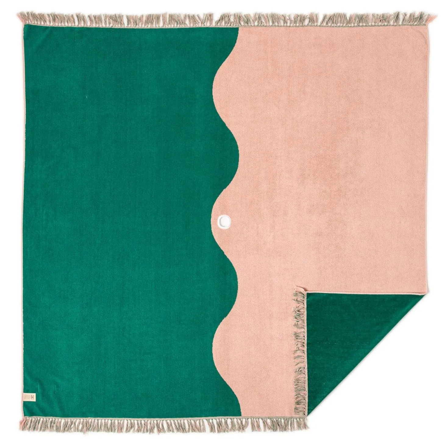 The Holiday Beach Blanket - Ocean Green And Pink Stripe