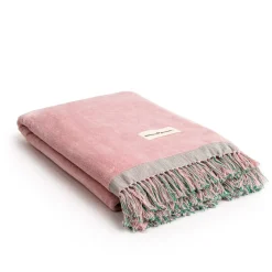 The Holiday Beach Towel - Ocean Green And Pink Stripe
