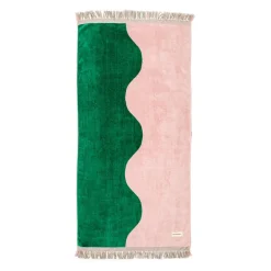 The Holiday Beach Towel - Ocean Green And Pink Stripe