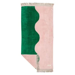 The Holiday Beach Towel - Ocean Green And Pink Stripe
