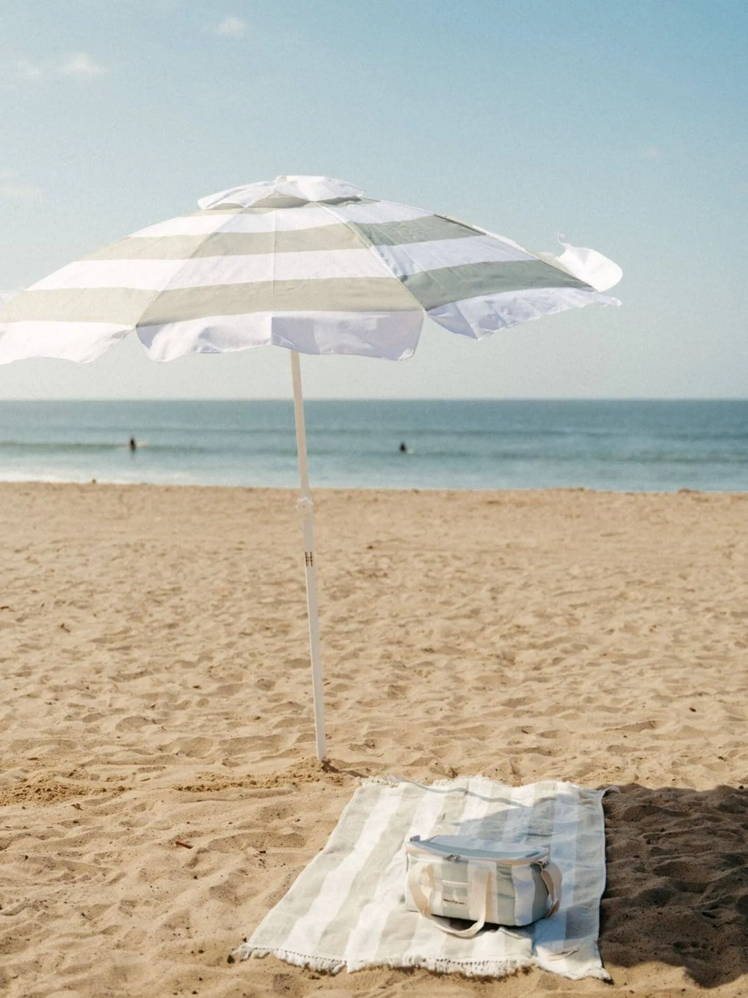 The Holiday Beach Towel - Sage Capri Stripe