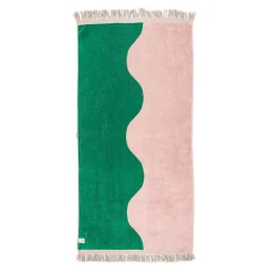The Holiday Beach Towel - Ocean Green And Pink Stripe