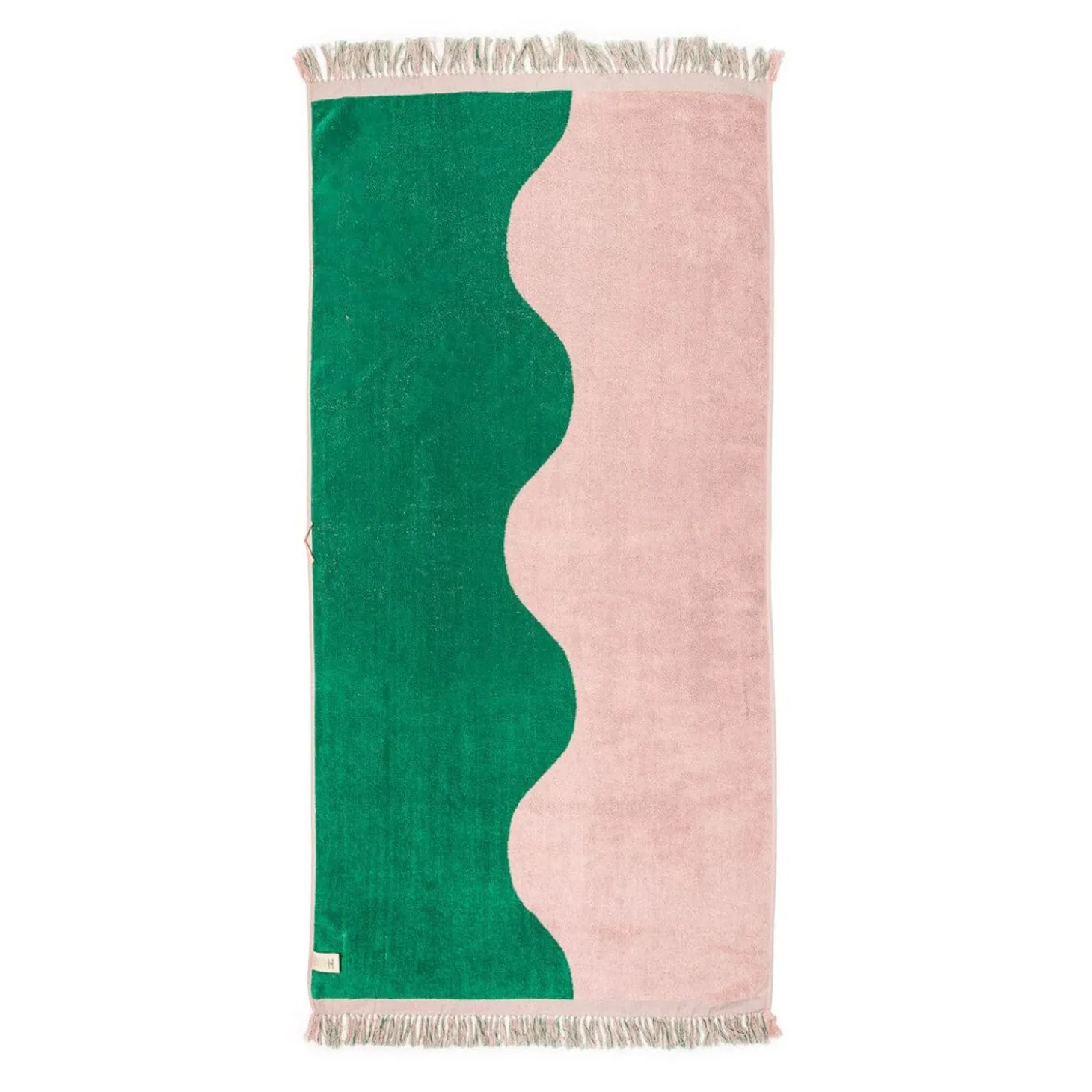 The Holiday Beach Towel - Ocean Green And Pink Stripe