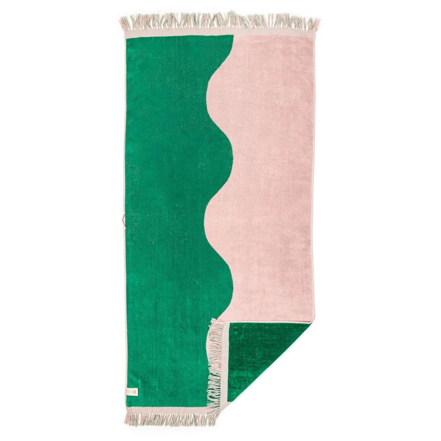 The Holiday Beach Towel - Ocean Green And Pink Stripe
