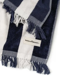 The Holiday Beach Towel - Navy Capri Stripe