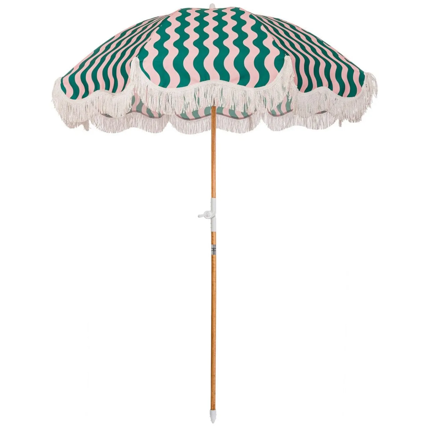 The Holiday Beach Umbrella - Ocean Green And Pink Stripe