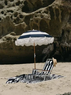 The Holiday Beach Umbrella - Navy Capri Stripe