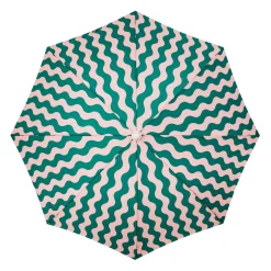 The Holiday Beach Umbrella - Ocean Green And Pink Stripe