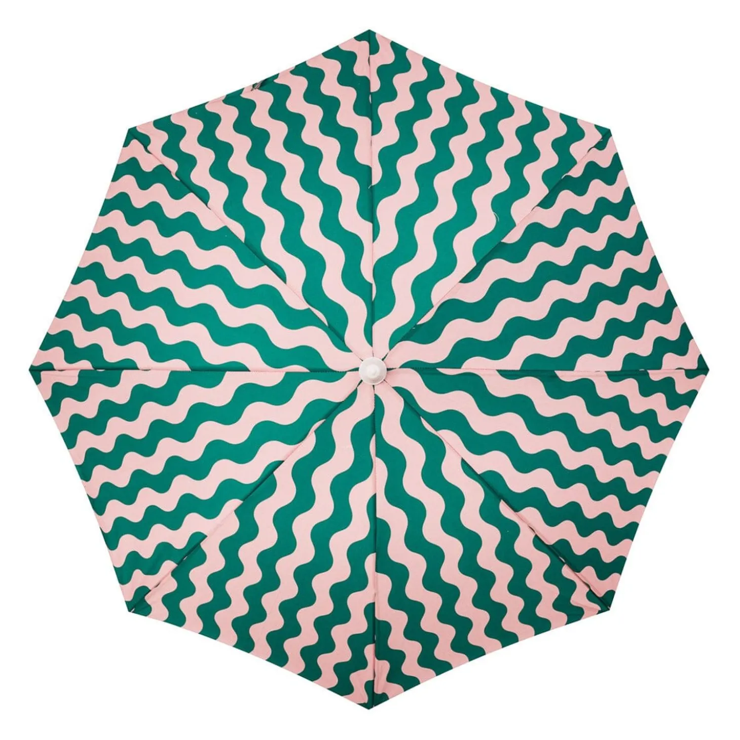 The Holiday Beach Umbrella - Ocean Green And Pink Stripe