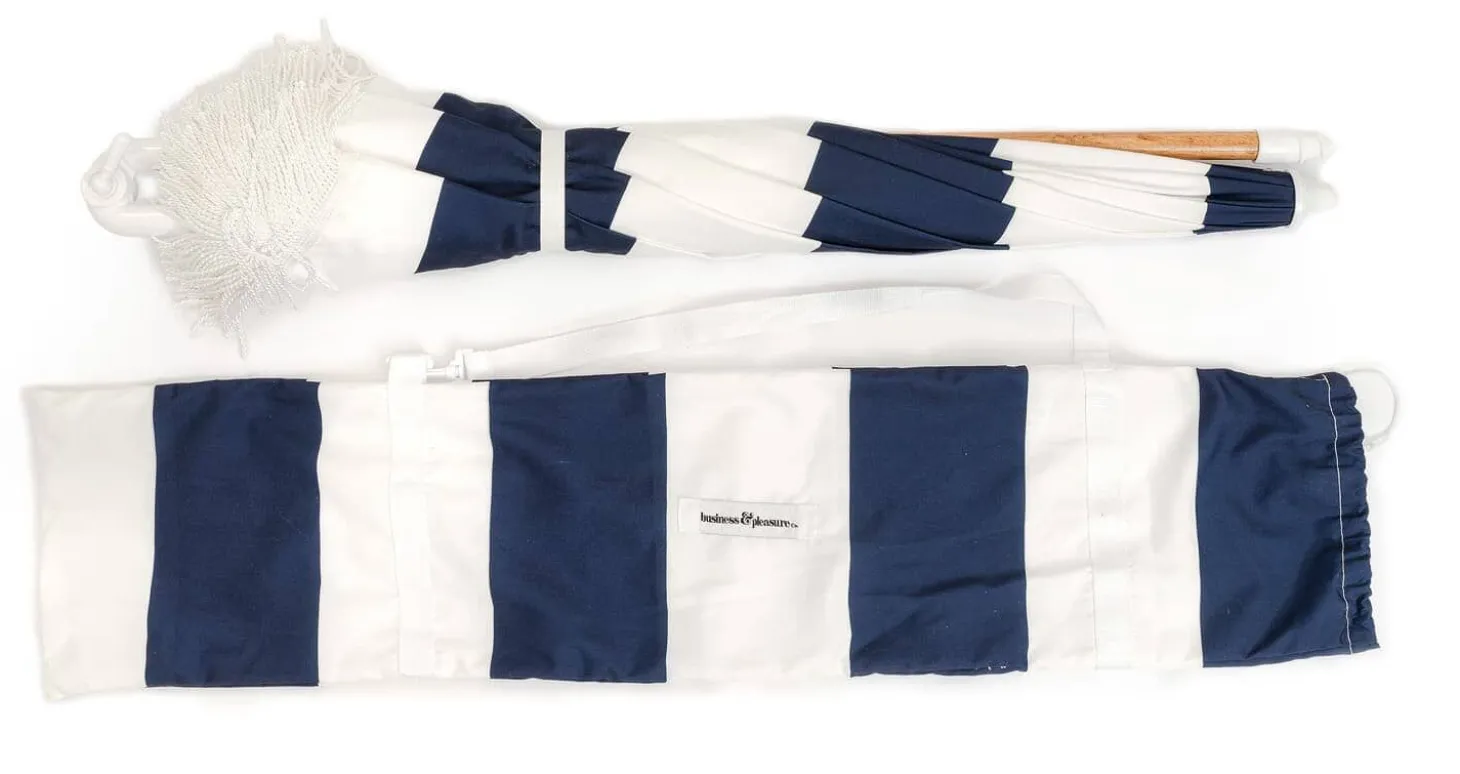 The Holiday Beach Umbrella - Navy Capri Stripe