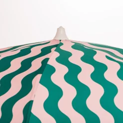 The Holiday Beach Umbrella - Ocean Green And Pink Stripe