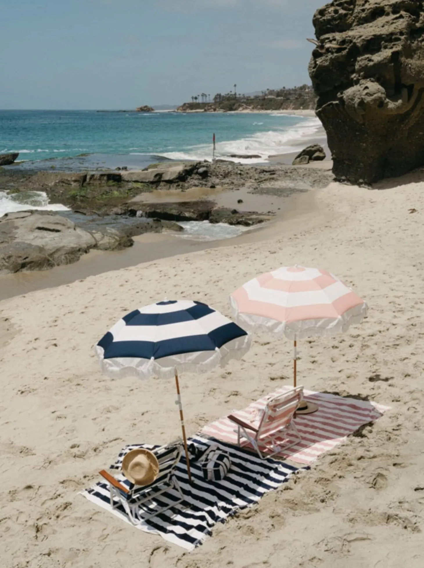 The Holiday Beach Umbrella - Navy Capri Stripe