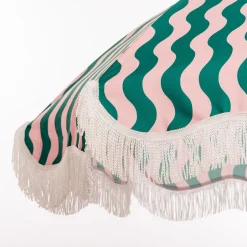The Holiday Beach Umbrella - Ocean Green And Pink Stripe
