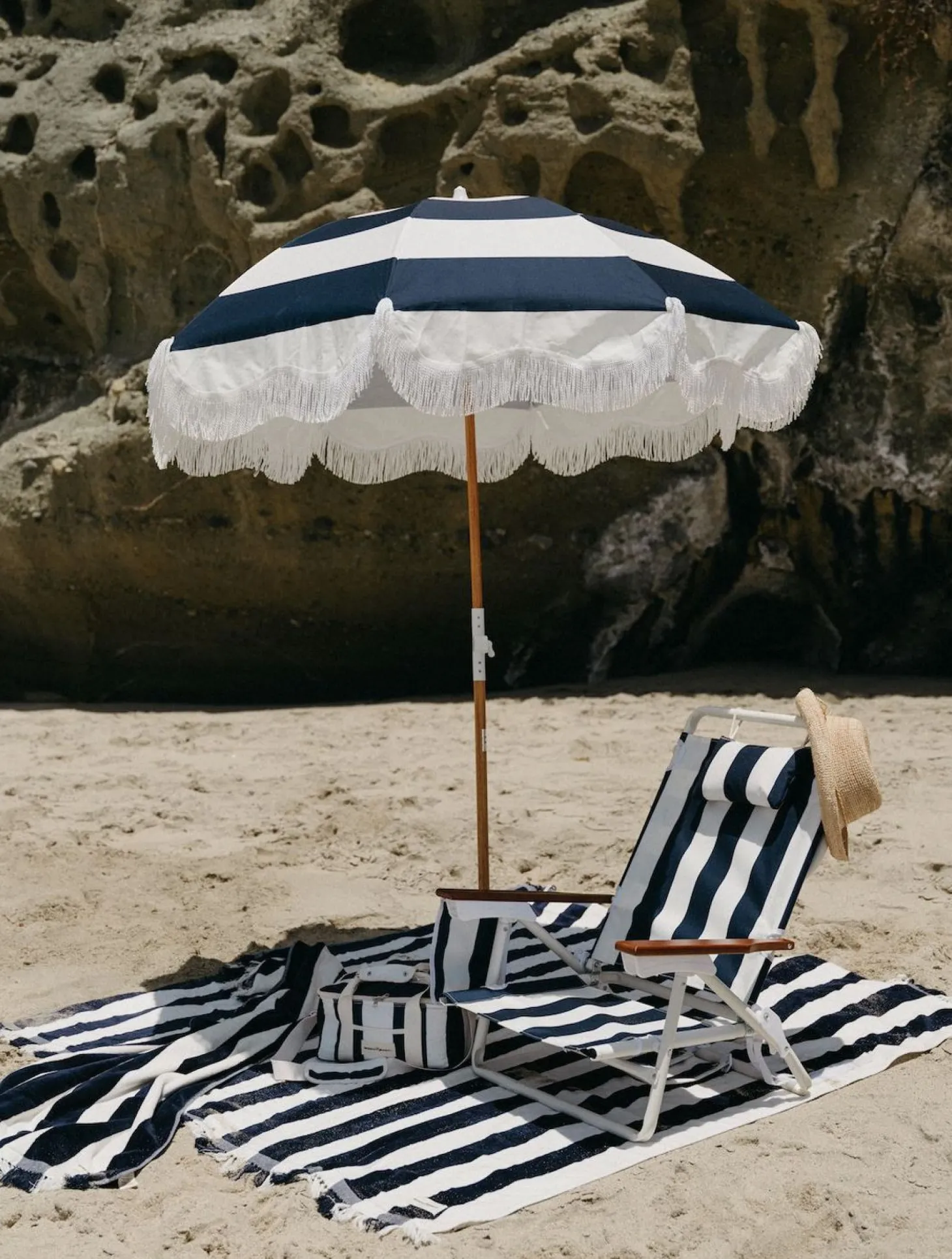 The Holiday Cooler Bag - Navy Capri Stripe