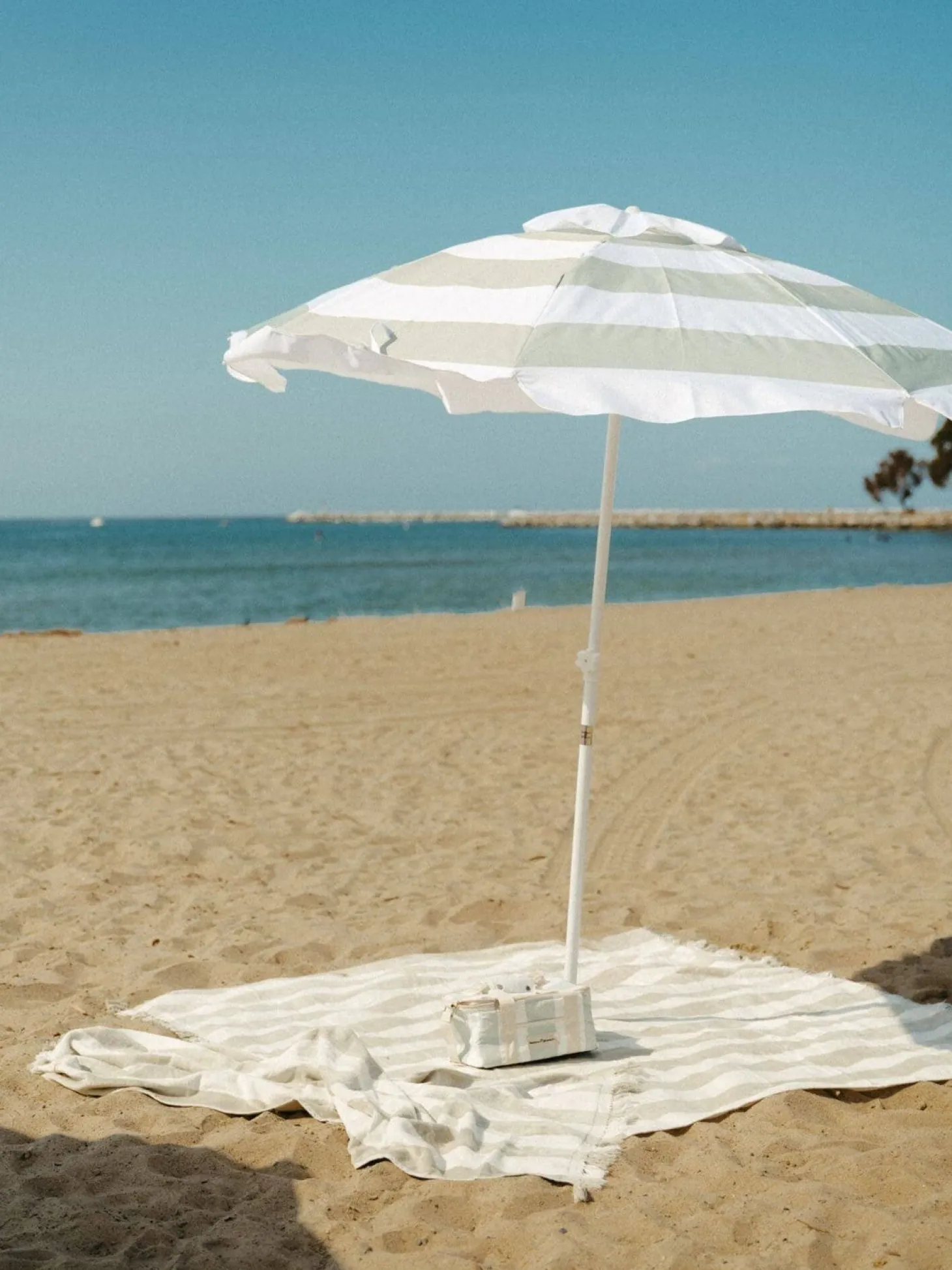 The Holiday Cooler Bag - Sage Capri Stripe