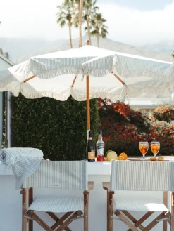 The Market Umbrella - Lauren'S Sage Stripe